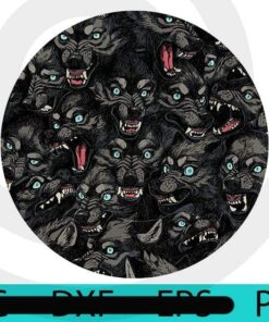 scary Wolf Pack Pattern, Halloween 2021 art, Halloween, Halloween Theme, Scary Halloween Gift, Customizable PNG