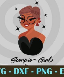 Scorpio Girl Zodiac cute Girl Watercolor Design Bundles Customizable Layered Svg, Svg Eps Png Dxf