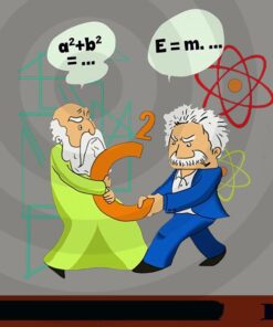 Secret Funny Science, Pythagoras vs Einstein, Physics Battle, Philosopher vs Theoretical Physicist, German vs Greece Customizable Png
