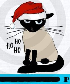 Siamese Santa Humorous Christmas Holiday Kitty Cat Classic, Merry Christmas, Christmas Day, Christmas Cat Customizable PNG