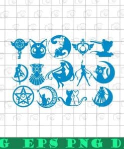 Silhouette sailor moon, Sailor Moon, Anime Logo, Moon Silhouette, Sailor illustration Layered Svg Eps Png Dxf