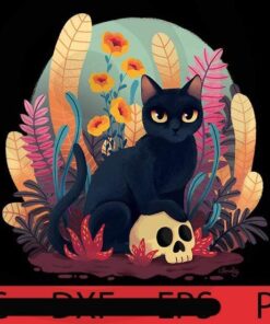 Skull kitty black cat, Happy Halloween 2021, 2021 Halloween, Halloween, Awesome Halloween Theme, Halloween Art, Halloween Gift For Man woman, Customizable PNG