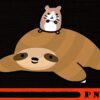 Sloth and Hamster, funny Cute Sloth, Sloth Lover, Sloth Squad, Funny animal Art Customizable PNG