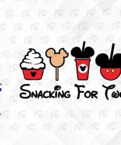 Snacking For Two, Disney World, Cute Pregnancy, Mickey Mouse Lover, Ice Cream, Lolipop, Milktea, Coffee, Layered SVG, DXF, PNG, EPS