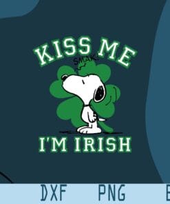 Snoop with Shamrock, Kiss Me I'm Irish, Snoopy, The Peanuts, Lucky Sympol, Snoopy Fans, Irish, cartoon,Layered SVG, DXF, PNG, EPS
