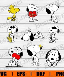 Snoopy Bundle, Peanuts Cartoon, Cartoon Dog, Disney Cartoon, Layered SVG, DXF, PNG, EPS