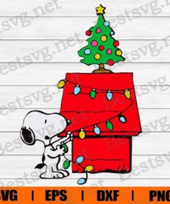 Snoopy Christmas, Merry Christmas, Christmas Tree, Snoopy Cartoon, Disney Cartoon, Layered SVG, DXF, PNG, EPS