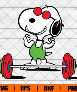 Snoopy Gym Svg, Funny Snoopy Svg, Snoopy Peanuts, Disney Cartoon, Weightlifting, Layered Svg Eps Png Dxf