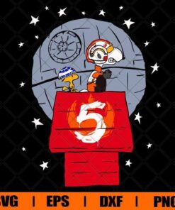 Snoopy Star Wars, Peanuts Snoopy, Number 5, Woodstock, Layered SVG, DXF, PNG, EPS