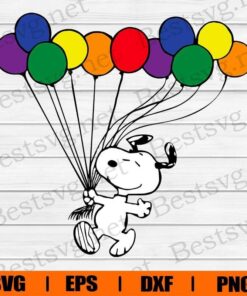 Snoopy With Balloons, Snoopy Cartoon, Disney Cartoon, Layered SVG, DXF, PNG, EPS