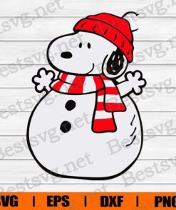Snowman Snoopy, Snoopy Christmas, Snoopy Cartoon, Disney Cartoon, Layered SVG, DXF, PNG, EPS