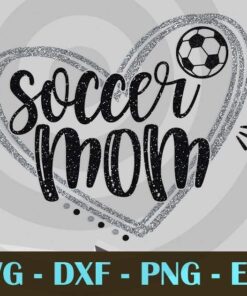Soccer heart mom Football sport Design Bundles Customizable Layered Svg, Svg Eps Png Dxf