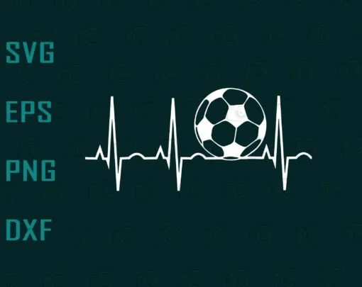 Soccer Heartbeat, Soccer Ball Heartbeat, Soccer Lovers, Soccer Player Gift, football, Love Sport, Layered SVG, DXF, PNG, EPS