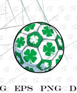 Soccer Shamrock, St Patricks Day 2021, Boys Men Ball Shamrock, Shamrock Ckovers, Lucky Layered Svg Eps Png Dxf