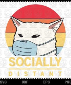 Social Distancing Cat With Mask svg, Funny Cat svg, Cat Lovers svg,Customizable Layered Svg, Svg Eps Png Dxf