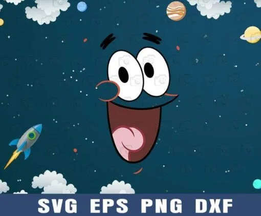 SpongeBob SquarePants Patrick Face Portrait, Patrick Star Face, SpongeBob Square Pants, SVG PNG DXF, EPS, PDF
