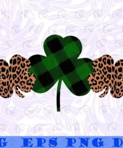 St Patricks Day, Buffalo Plaid Shamrock, St Patricks, Shamrock, Leopard Shamrock, Plaid Clover,Leopard Shamrock Layered SVG, DXF, PNG, EPS
