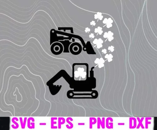 St Patricks Day Truck Set Gag, Clover, Shamrock, Lucky Leaf, Kids Birthday, Cute Truck, Excavator Layered Svg, Svg Eps Png Dxf