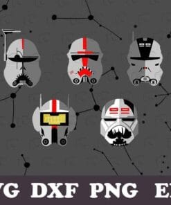 Star Wars, The Bad Batch Clone Force 99 Helmets, galaxy movie, The Clone Wars, May The 4th Be With You,SVG PNG DXF, EPS, PDF