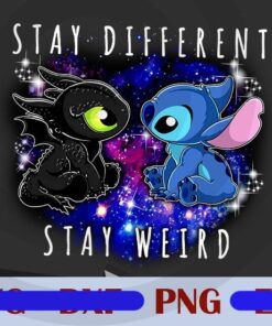Stay Different Stay Weird, Stitch And Gragon, Little Dragon, Disney animal Customizable Png
