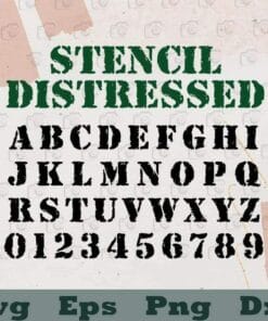 Stencil Distressed Font, Stencil Font,Stencil Script Army Font Army Alphabet, Layered SVG, DXF, PNG, EPS