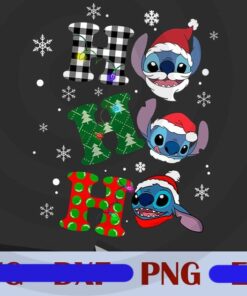 Stitch Ho Ho Ho Christmas Santa T-shirt, Santa Hat Stitch Red Bowtie, Cute Christmas Disney Sweatshirt, Christmas Trip and Holday Customizable Png