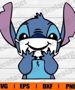 Stitch Wears A Mask, Stitch Lover, Lilo And Stitch Cartoon, Disney Cartoon, Svg Eps Png Dxf