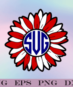 SUG Red White and Blue Sunflower, Independence Day 2021 , A July 4th Sunflower Layered Svg Eps Png Dxf