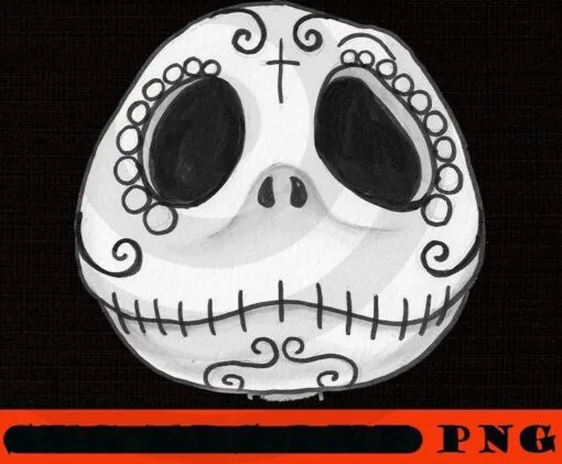 Sugar Skull Jack Skellington face, The Nightmare Before Christmas, Halloween 2021, Disney Film, Customizable PNG