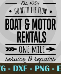 Summer Sign boat and motor go with the flow Design Bundles Customizable Layered Svg, Svg Eps Png Dxf