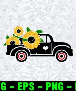 Sunflower Truck, Sunflower, Wildflower, Flower, Spring, Truck Full Of Flower, Love Sunflower, Love Truck, Gift For Mom and DadSVG PNG DXF, EPS, PDF