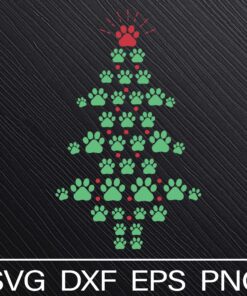 Super Cute Dog Paws Print Christmas Tree, Dog Paw Print, Dog Lovers Svg Eps Png Dxf