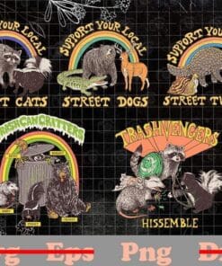 Support Your Local Street Cats Vintage Retro, Raccoon, Opossum Wildlife, Trash Panda, Roadkill Gift, Png