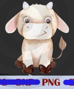 taurus Bulls Zodiac cute animal Watercolor Design Bundles Customizable PNG