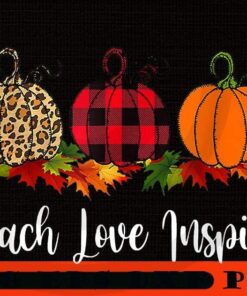 Teach Love Inspire Teacher Shirt Autumn Fall Pumpkin Leopard, 2021 Halloween, retro vintage halloween art, 2021 halloween gift, halloween theme Customizable PNG