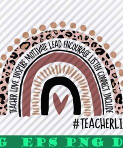 Teacher Life, Leopard Rainbow, Polka Dot Gift For Girlfriend, Couple Shirt, Shirt For Twin, Family's Gift Layered Svg Eps Png Dxf