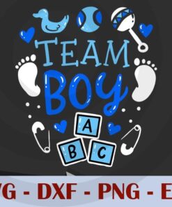 Team Boy Gender Reveal Party Pink Blue Baby Announcement Customizable Layered Svg, Svg Eps Png Dxf