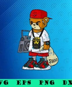 Teddy Bear, Rap Hip Hop Lover, Hipster Dope Gift, Hiphop Bear, Swag Bear, Rapper Gift, SVG PNG DXF, EPS, PDF