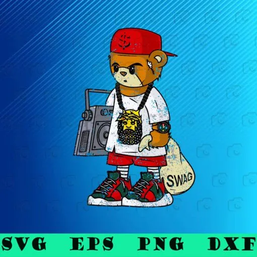 Teddy Bear, Rap Hip Hop Lover, Hipster Dope Gift, Hiphop Bear, Swag Bear, Rapper Gift, SVG PNG DXF, EPS, PDF