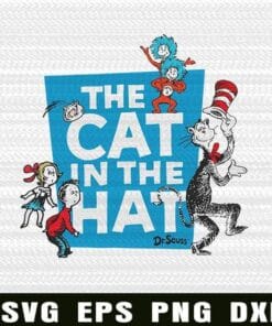 The Cat In The Hat, Dr Seuss, Fat Quarter, Robert Kaufman Layered Svg Eps Png Dxf