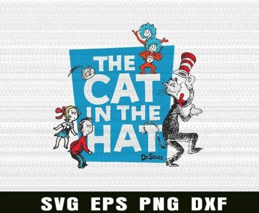 The Cat In The Hat, Dr Seuss, Fat Quarter, Robert Kaufman Layered Svg Eps Png Dxf