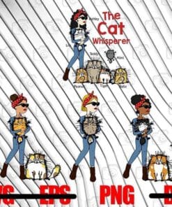 The Cat Whisperer, Girl With Her Cats, Funny Cats, Cat Lady, Woman and Cats, Cat Lovers, 4Png