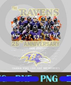 The Ravens, 25th Anniversary, Thank You For The Memories, 1996-2021, Baltimore Ravens, American football team, Football Lovers, Customizable Layered Png