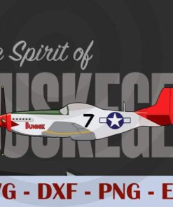 The Spirit of Tuskegee P-51 Mustang Tuskegee Airmen and RedTail hand-painted Veteran War Hero historic Figure and plane , Customizable Layered Svg, Svg Eps Png Dxf