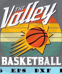 The Valley Oop P.hoenix Basketball Retro Sunset Basketball sport men T-Shirt Customizable Layered Svg, Svg Eps Png Dxf