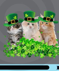 Three Cat St Patricks Day, Kitty Kitten Lover, Irish Leprechaun, Shamrock , Rainbow, Patty's Day, Irish, Shamrock Clover Customizable Png