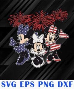 Three Disney Minnie, Happy Independence Day, USA Flag Clothes, Disney World, 4th Of July, 2021