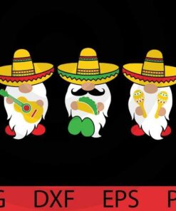 Three Gnomes with guitar, Cinco De Mayo Bundle, Mexico Mexican, Mexico's culture Customizable Layered Svg, Svg Eps Png Dxf