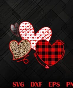 Three Heart, Valentines Day ,Hearts Love Leopard, Red Buffalo Plaid, Heart Dots, Heart Arrow, Leopard Heart layered Svg Eps Png Dxf