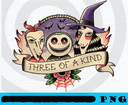 Three of a kind Classic, The Nightmare Before Christmas, Happy Halloween 2021, Disney Film, Customizable PNG